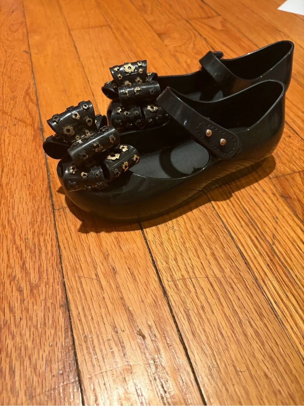 Mini Melissa Black Mary Jane with Studded Bow Detail